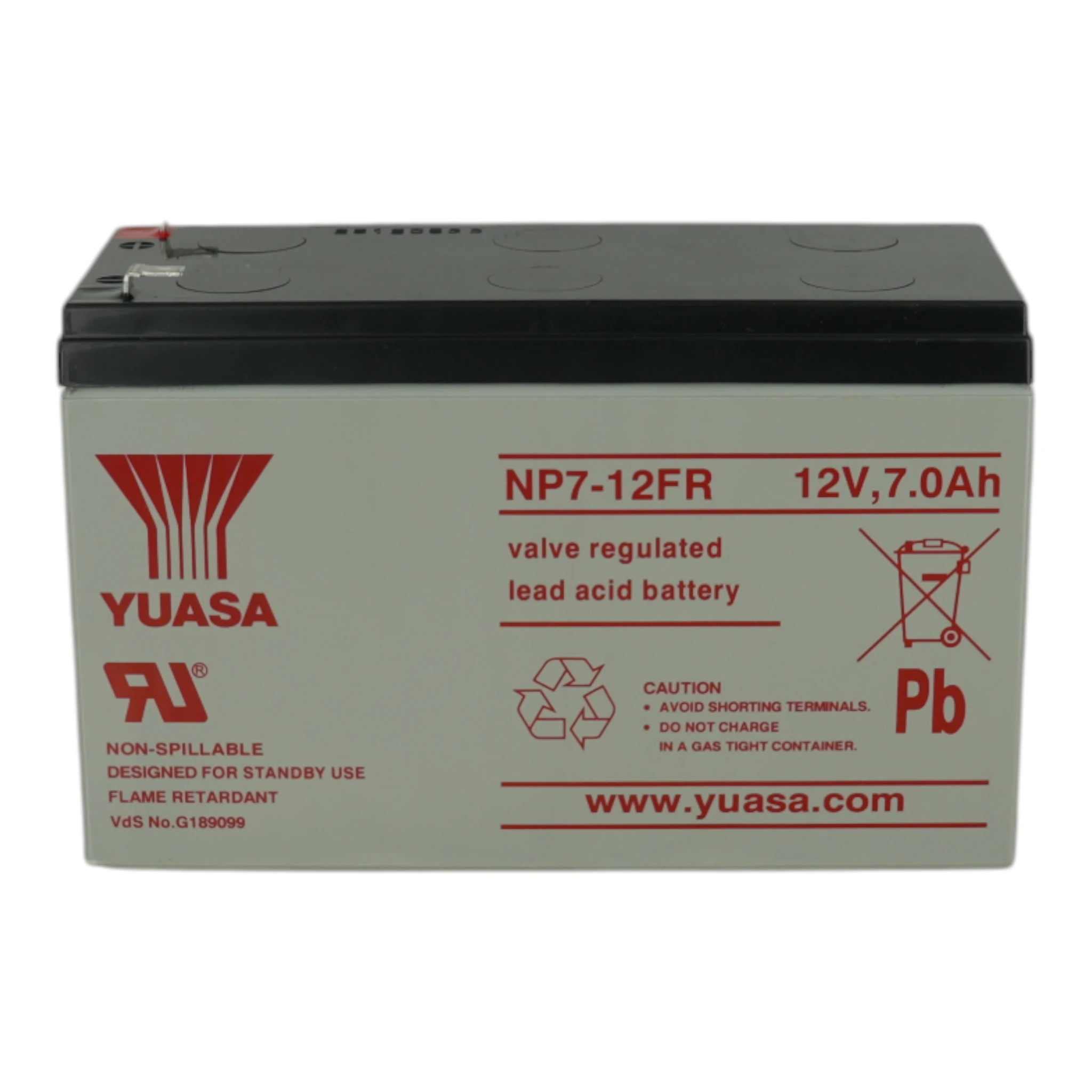 YUASA NP Battery 7 AH-12V Flame Retardant (Used in Horizon, DXc & ZXSe Panels) — Hero