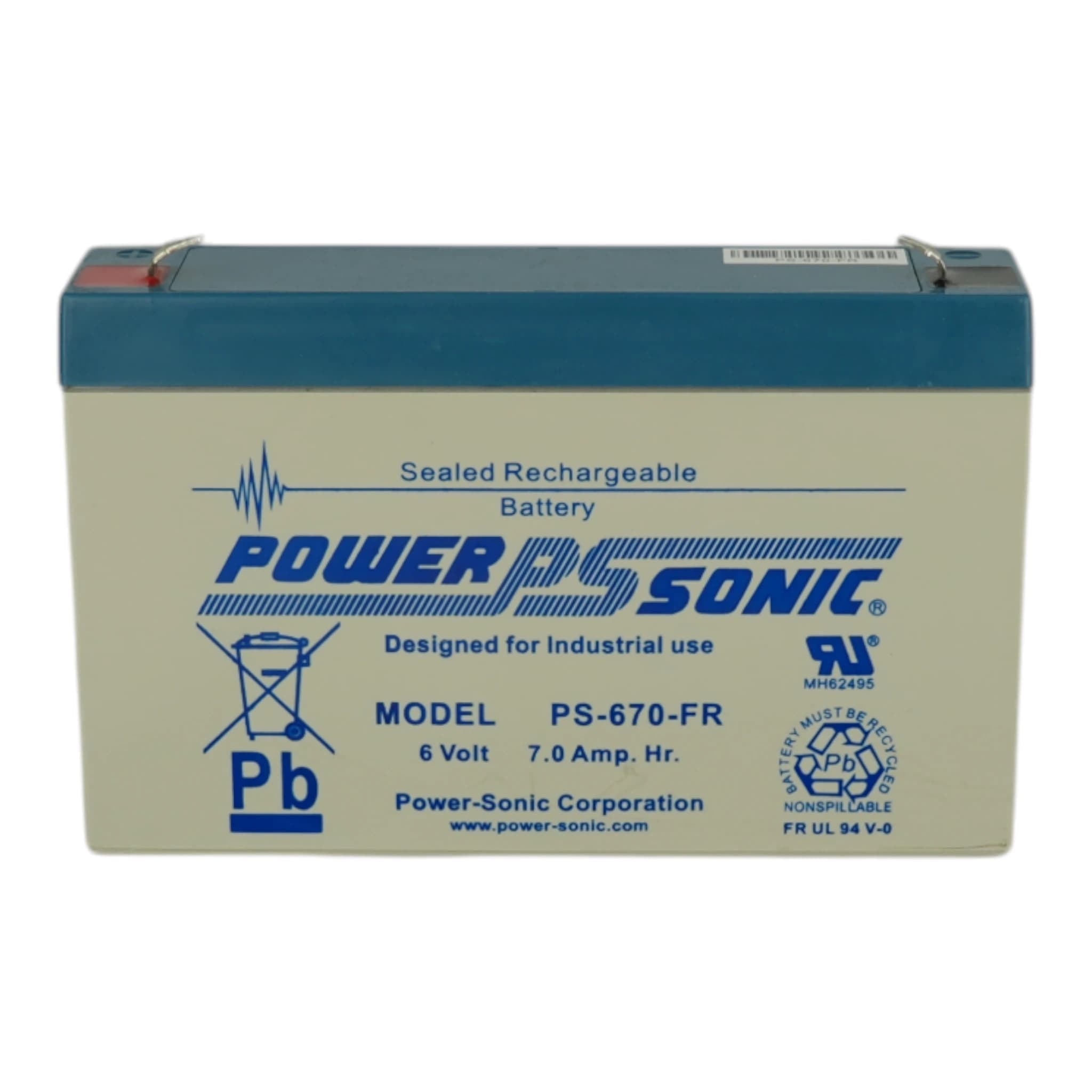 Power Sonic Battery 7Ah - 6V Flame Retardant Used in Vigilon and Sentri zonal mimics