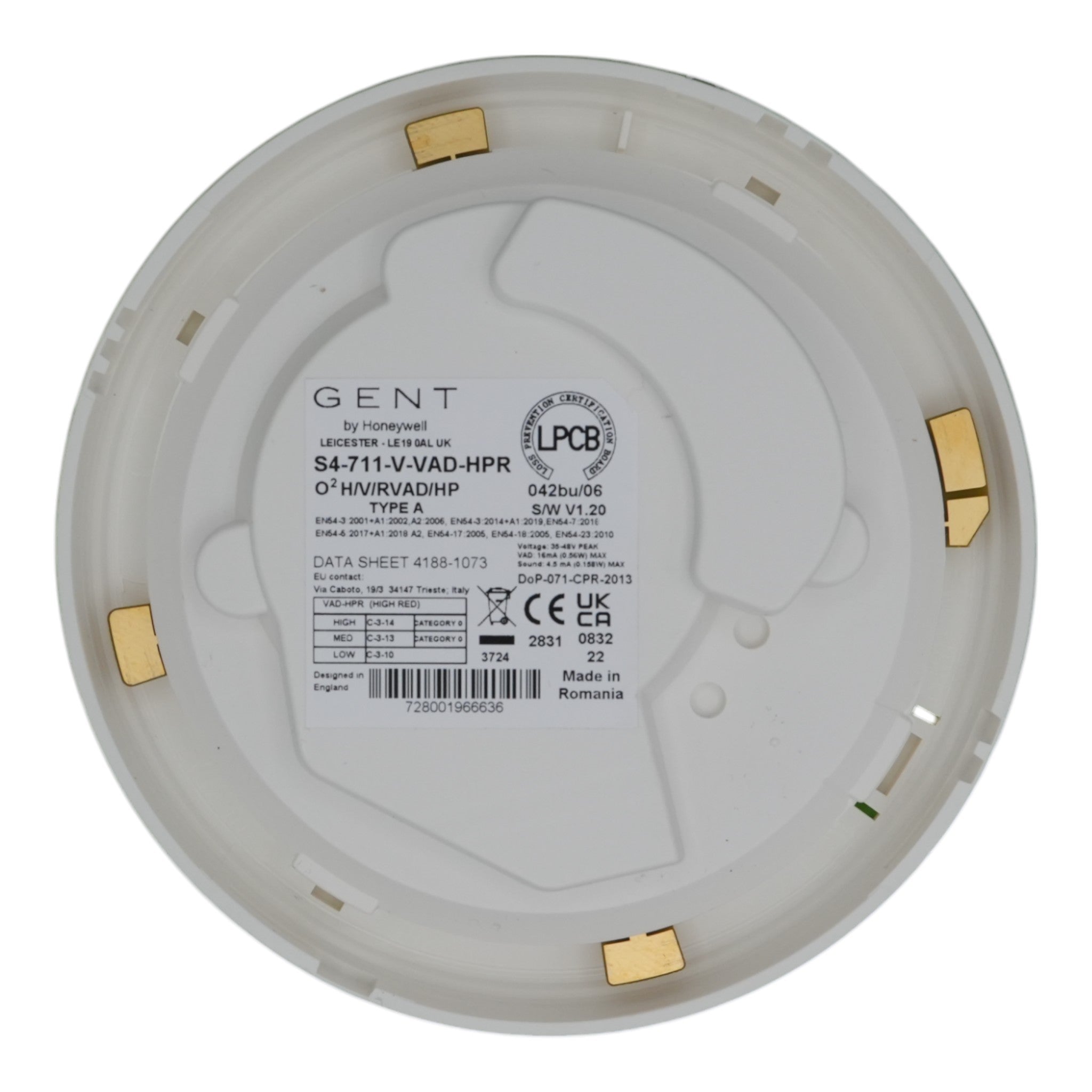 S4 - 711 - V - VAD - HPR Dual Optical Heat Voice Sensor with High - Performance Red VAD - FIRE AGENT